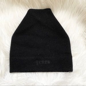 J. Crew black 100% merino wool beanie hat
